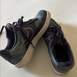 Nike court vision low premium sneaker cave purple& 2tone metallic finish wms 8.5